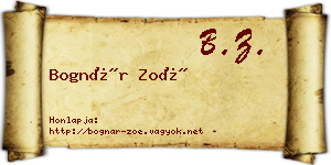 Bognár Zoé névjegykártya